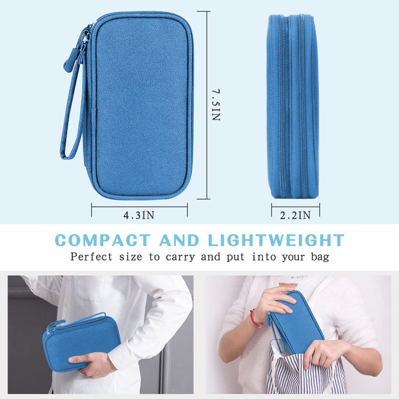 FYY Electronic Organizer  Travel Organizer Bag Pouch  Electronic Accessories Carry Case  Portable Waterproof Double Layers All-in-One Storage Bag for Cable  Cord  Charger  Phone  Earphone  Cyan - Image 2